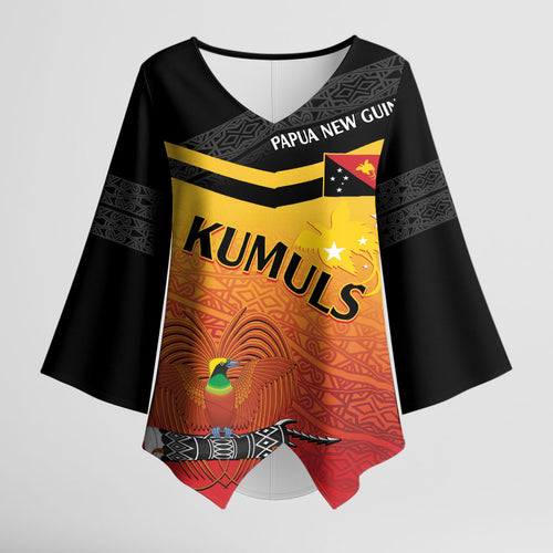 Papua New Guinea Custom Rugby The Kumuls Kimono Sleeve Blouse Motuan Inspired Pattern