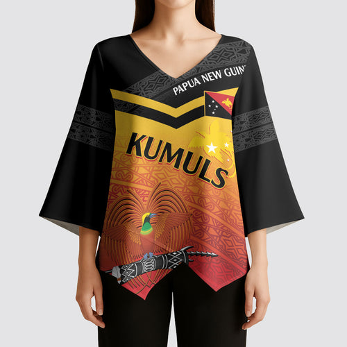Papua New Guinea Custom Rugby The Kumuls Kimono Sleeve Blouse Motuan Inspired Pattern