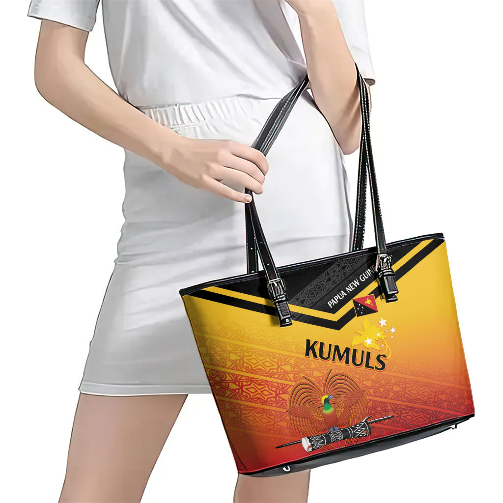 Papua New Guinea Rugby The Kumuls Leather Tote Bag Motuan Inspired Pattern