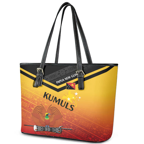 Papua New Guinea Rugby The Kumuls Leather Tote Bag Motuan Inspired Pattern