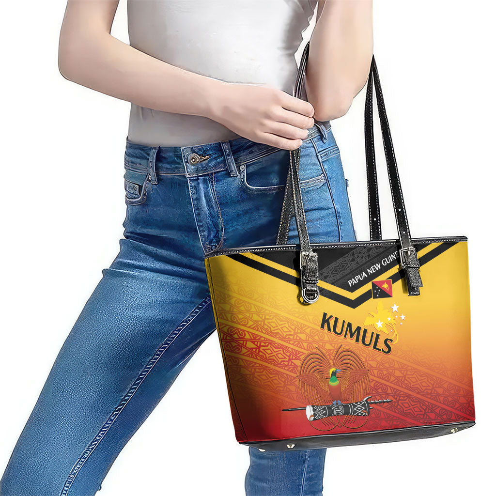 Papua New Guinea Rugby The Kumuls Leather Tote Bag Motuan Inspired Pattern
