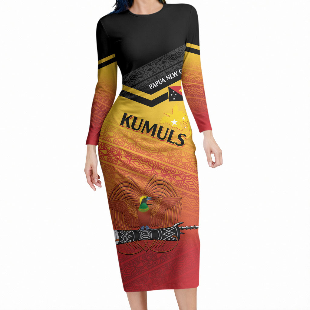 Papua New Guinea Custom Rugby The Kumuls Long Sleeve Bodycon Dress Motuan Inspired Pattern