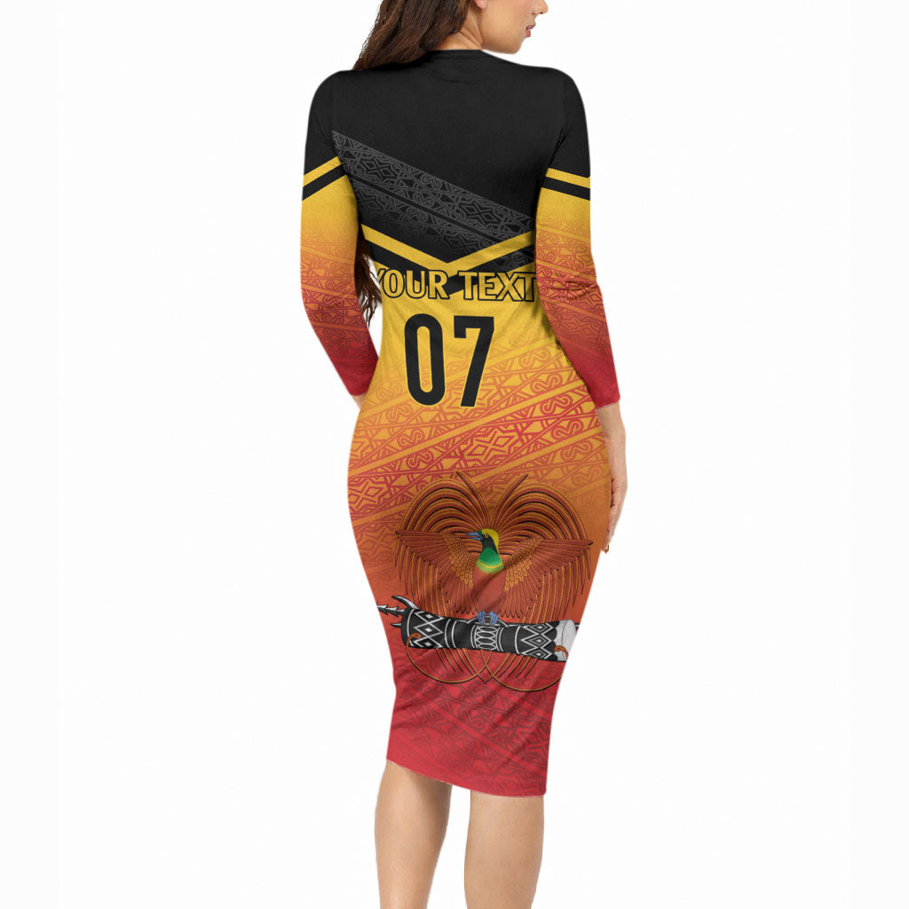 Papua New Guinea Custom Rugby The Kumuls Long Sleeve Bodycon Dress Motuan Inspired Pattern