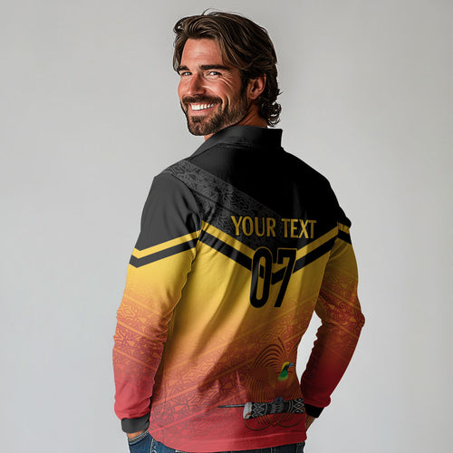 Papua New Guinea Custom Rugby The Kumuls Long Sleeve Polo Shirt Motuan Inspired Pattern