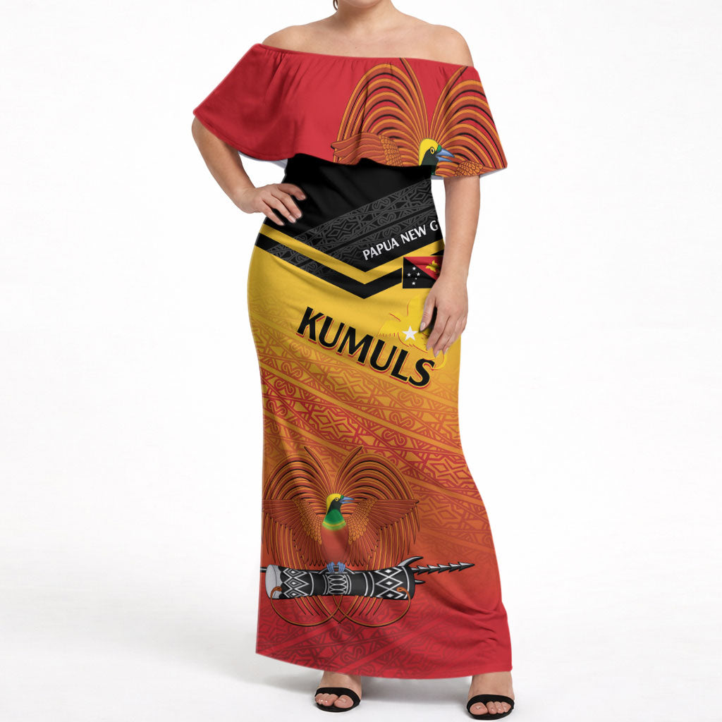 Papua New Guinea Custom Rugby The Kumuls Off Shoulder Maxi Dress Motuan Inspired Pattern