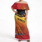 Papua New Guinea Custom Rugby The Kumuls Off Shoulder Maxi Dress Motuan Inspired Pattern