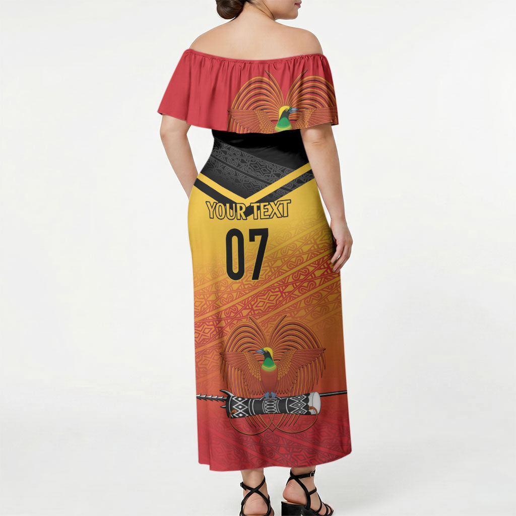 Papua New Guinea Custom Rugby The Kumuls Off Shoulder Maxi Dress Motuan Inspired Pattern