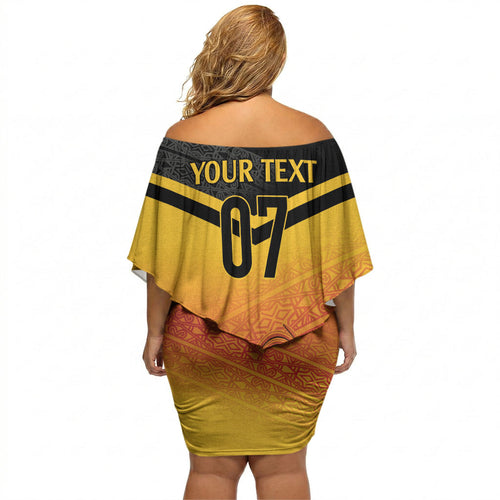 Papua New Guinea Custom Rugby The Kumuls Off Shoulder Short Dress Motuan Inspired Pattern