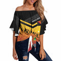 Papua New Guinea Custom Rugby The Kumuls Off Shoulder Wrap Waist Top Motuan Inspired Pattern