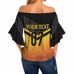 Papua New Guinea Custom Rugby The Kumuls Off Shoulder Wrap Waist Top Motuan Inspired Pattern