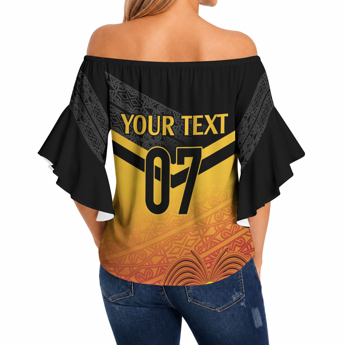 Papua New Guinea Custom Rugby The Kumuls Off Shoulder Wrap Waist Top Motuan Inspired Pattern