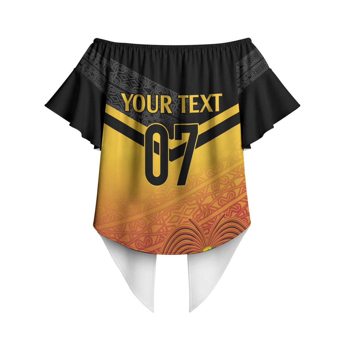Papua New Guinea Custom Rugby The Kumuls Off Shoulder Wrap Waist Top Motuan Inspired Pattern