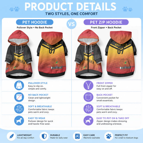 Papua New Guinea Custom Rugby The Kumuls Pet Hoodie Motuan Inspired Pattern