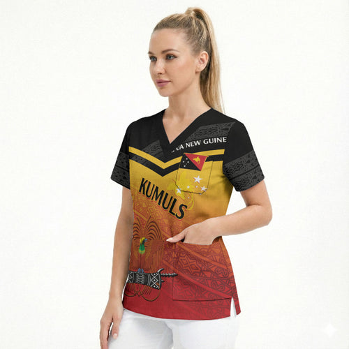 Papua New Guinea Custom Rugby The Kumuls Scrub Top Motuan Inspired Pattern