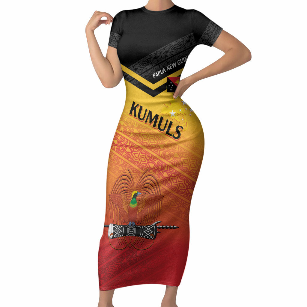 Papua New Guinea Custom Rugby The Kumuls Short Sleeve Bodycon Dress Motuan Inspired Pattern