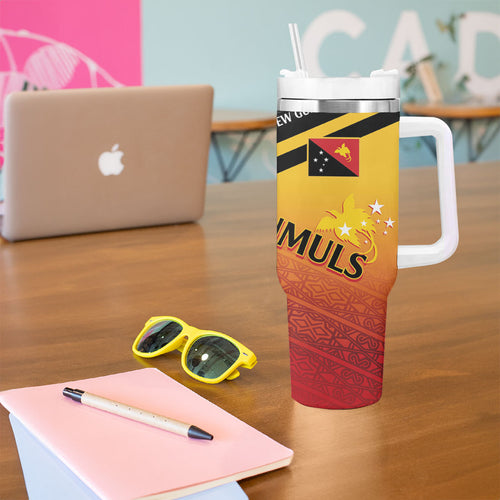 Papua New Guinea Rugby The Kumuls Tumbler With Handle Motuan Inspired Pattern