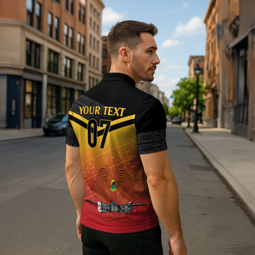 Papua New Guinea Custom Rugby The Kumuls Zipper Polo Shirt Motuan Inspired Pattern