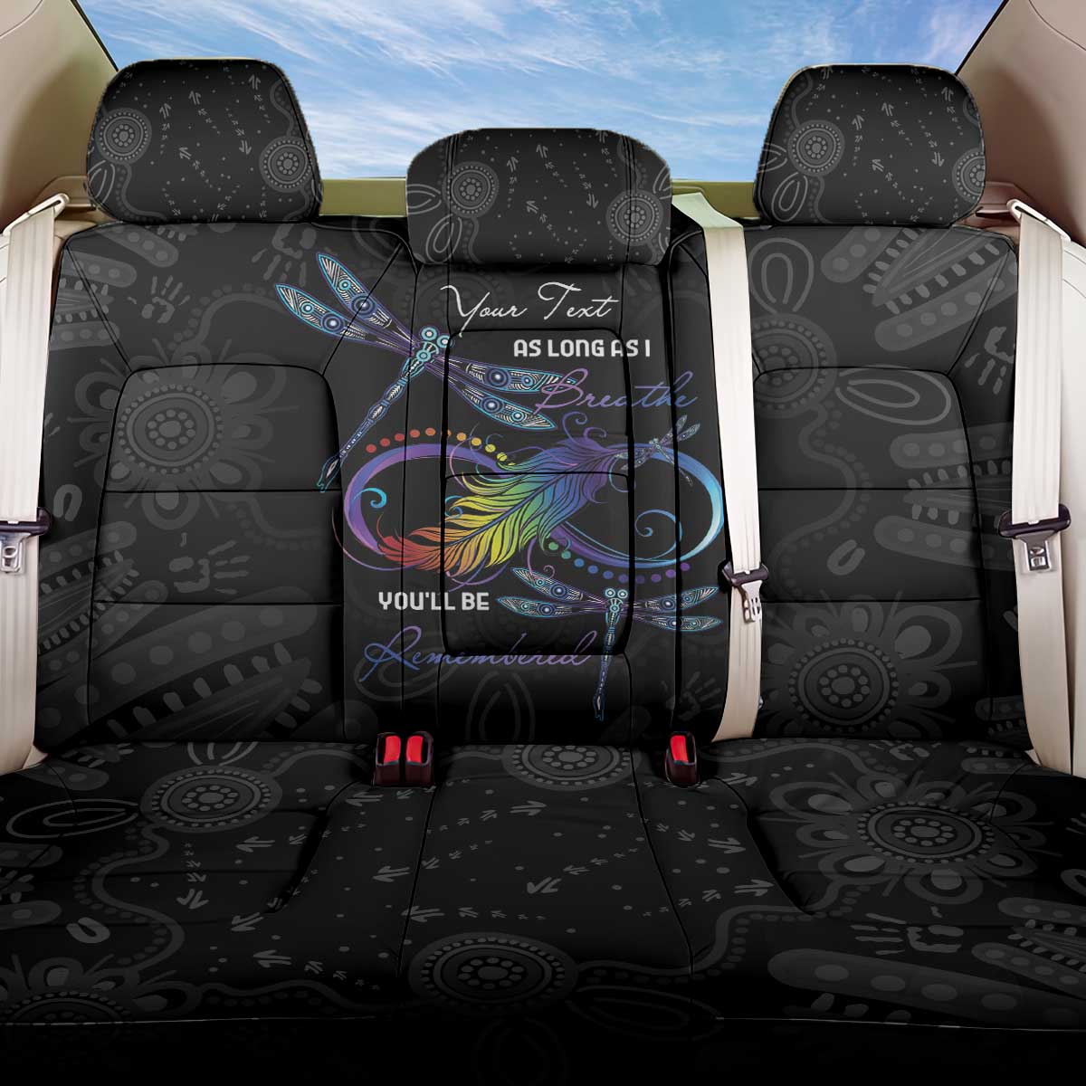 Personalised Australia Indigenous Memorial Back Car Seat Cover As Long As I Breathe You'll Be Remembered