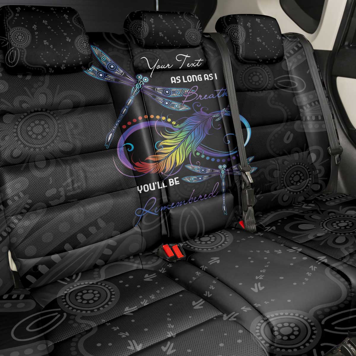 Personalised Australia Indigenous Memorial Back Car Seat Cover As Long As I Breathe You'll Be Remembered