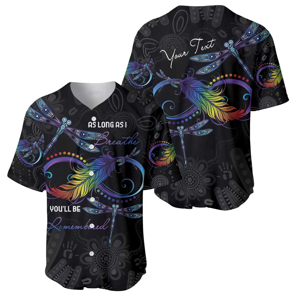 Personalised Australia Indigenous Memorial Baseball Jersey As Long As I Breathe You'll Be Remembered