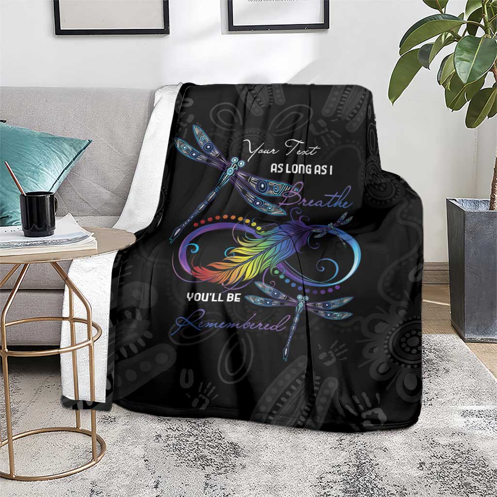 Personalised Australia Indigenous Memorial Blanket As Long As I Breathe You'll Be Remembered