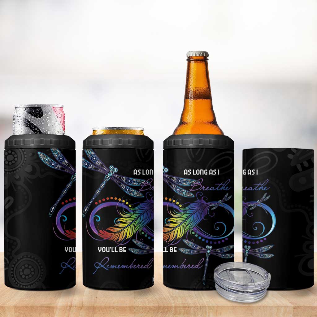 Personalised Australia Indigenous Memorial 4 in 1 Can Cooler Tumbler As Long As I Breathe You'll Be Remembered