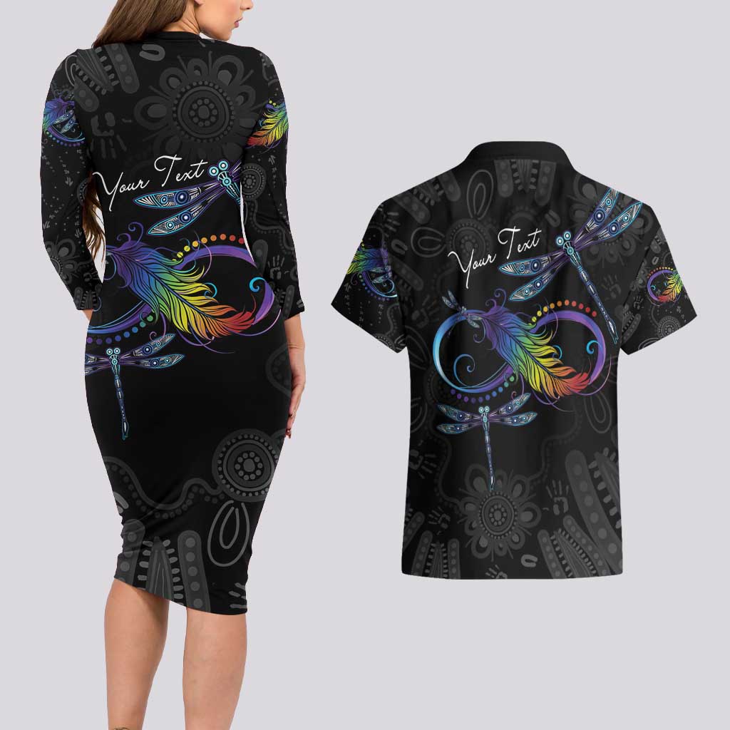 Personalised Australia Indigenous Memorial Couples Matching Long Sleeve Bodycon Dress and Hawaiian Shirt As Long As I Breathe You'll Be Remembered