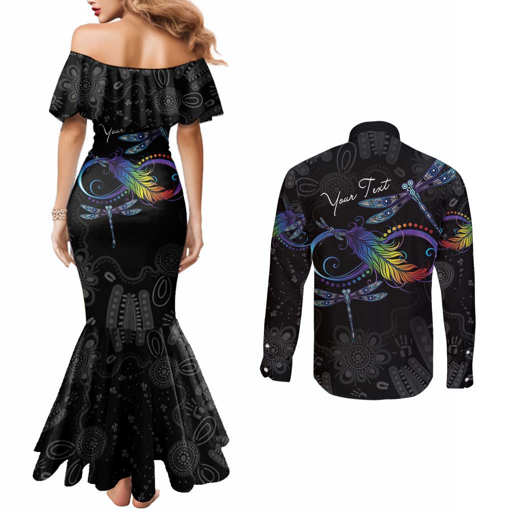 Personalised Australia Indigenous Memorial Couples Matching Mermaid Dress and Long Sleeve Button Shirt As Long As I Breathe You'll Be Remembered