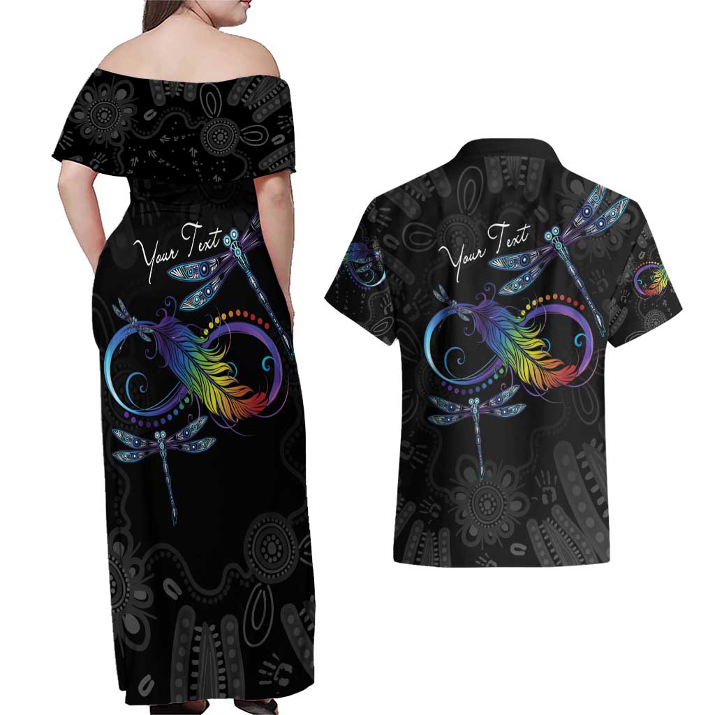 Personalised Australia Indigenous Memorial Couples Matching Off Shoulder Maxi Dress and Hawaiian Shirt As Long As I Breathe You'll Be Remembered