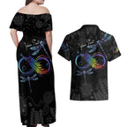 Personalised Australia Indigenous Memorial Couples Matching Off Shoulder Maxi Dress and Hawaiian Shirt As Long As I Breathe You'll Be Remembered