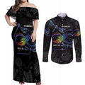 Personalised Australia Indigenous Memorial Couples Matching Off Shoulder Maxi Dress and Long Sleeve Button Shirt As Long As I Breathe You'll Be Remembered