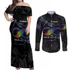 Personalised Australia Indigenous Memorial Couples Matching Off Shoulder Maxi Dress and Long Sleeve Button Shirt As Long As I Breathe You'll Be Remembered