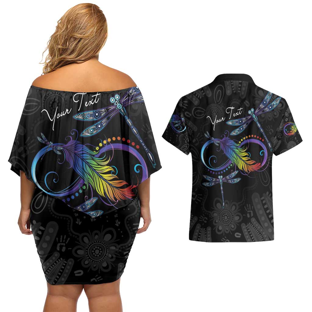 Personalised Australia Indigenous Memorial Couples Matching Off Shoulder Short Dress and Hawaiian Shirt As Long As I Breathe You'll Be Remembered