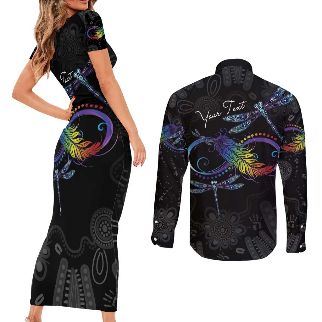 Personalised Australia Indigenous Memorial Couples Matching Short Sleeve Bodycon Dress and Long Sleeve Button Shirt As Long As I Breathe You'll Be Remembered