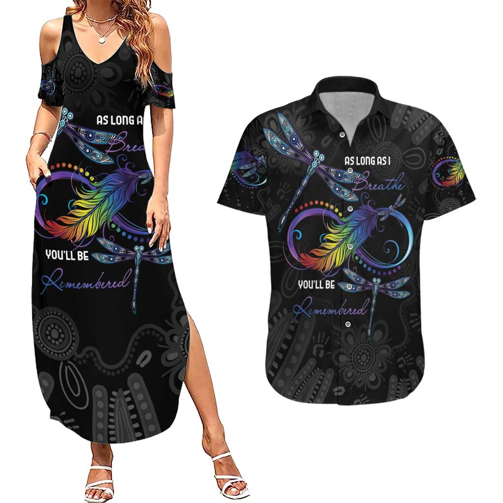 Personalised Australia Indigenous Memorial Couples Matching Summer Maxi Dress and Hawaiian Shirt As Long As I Breathe You'll Be Remembered