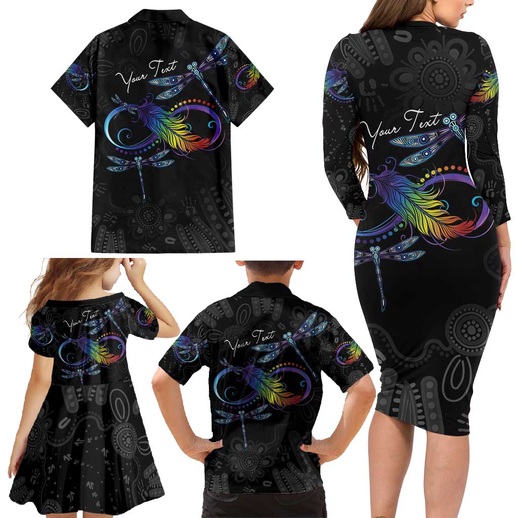 Personalised Australia Indigenous Memorial Family Matching Long Sleeve Bodycon Dress and Hawaiian Shirt As Long As I Breathe You'll Be Remembered