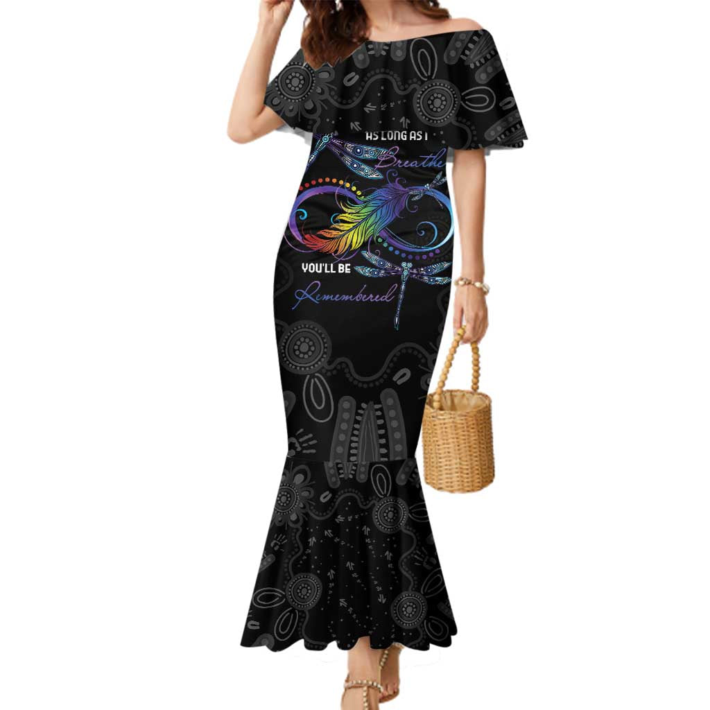 Personalised Australia Indigenous Memorial Family Matching Mermaid Dress and Hawaiian Shirt As Long As I Breathe You'll Be Remembered