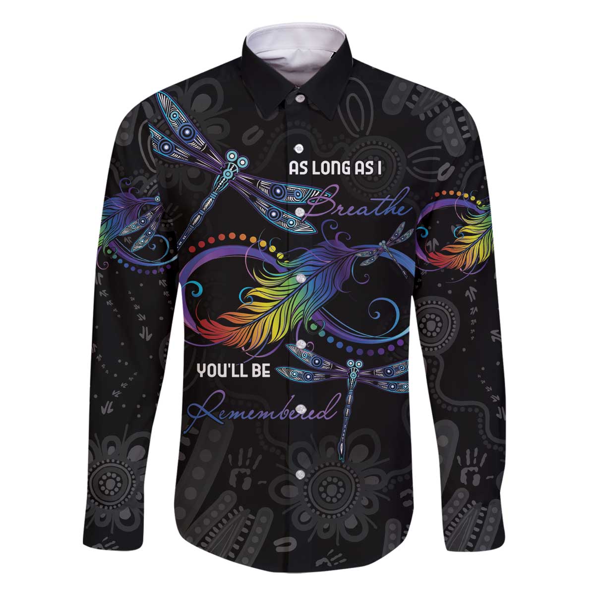 Personalised Australia Indigenous Memorial Family Matching Off The Shoulder Long Sleeve Dress and Hawaiian Shirt As Long As I Breathe You'll Be Remembered