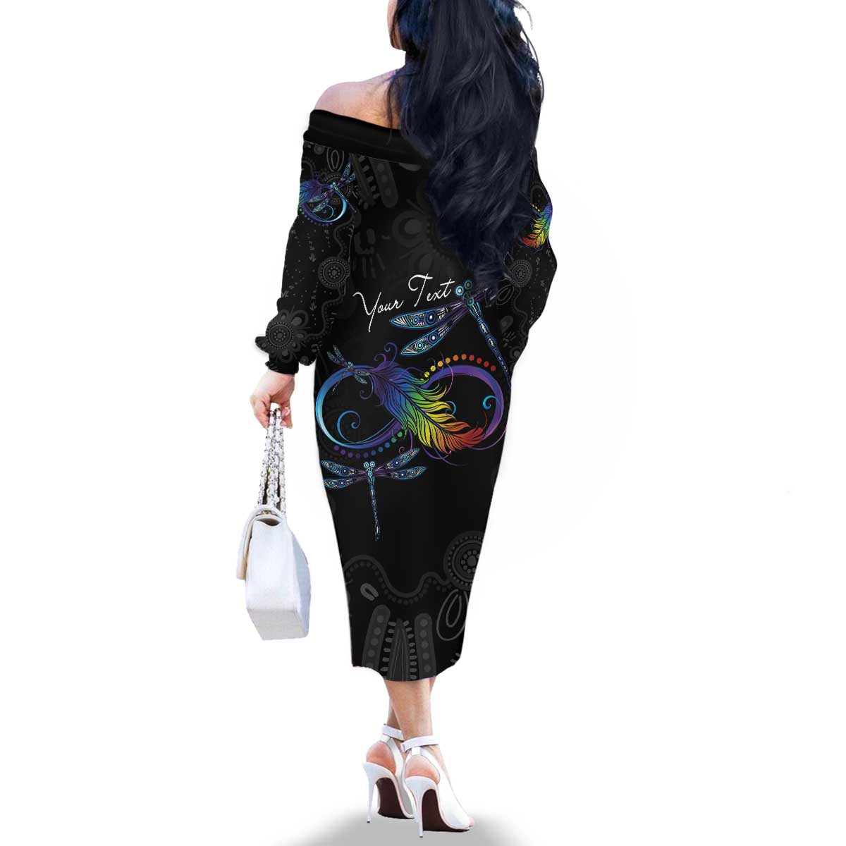 Personalised Australia Indigenous Memorial Family Matching Off The Shoulder Long Sleeve Dress and Hawaiian Shirt As Long As I Breathe You'll Be Remembered
