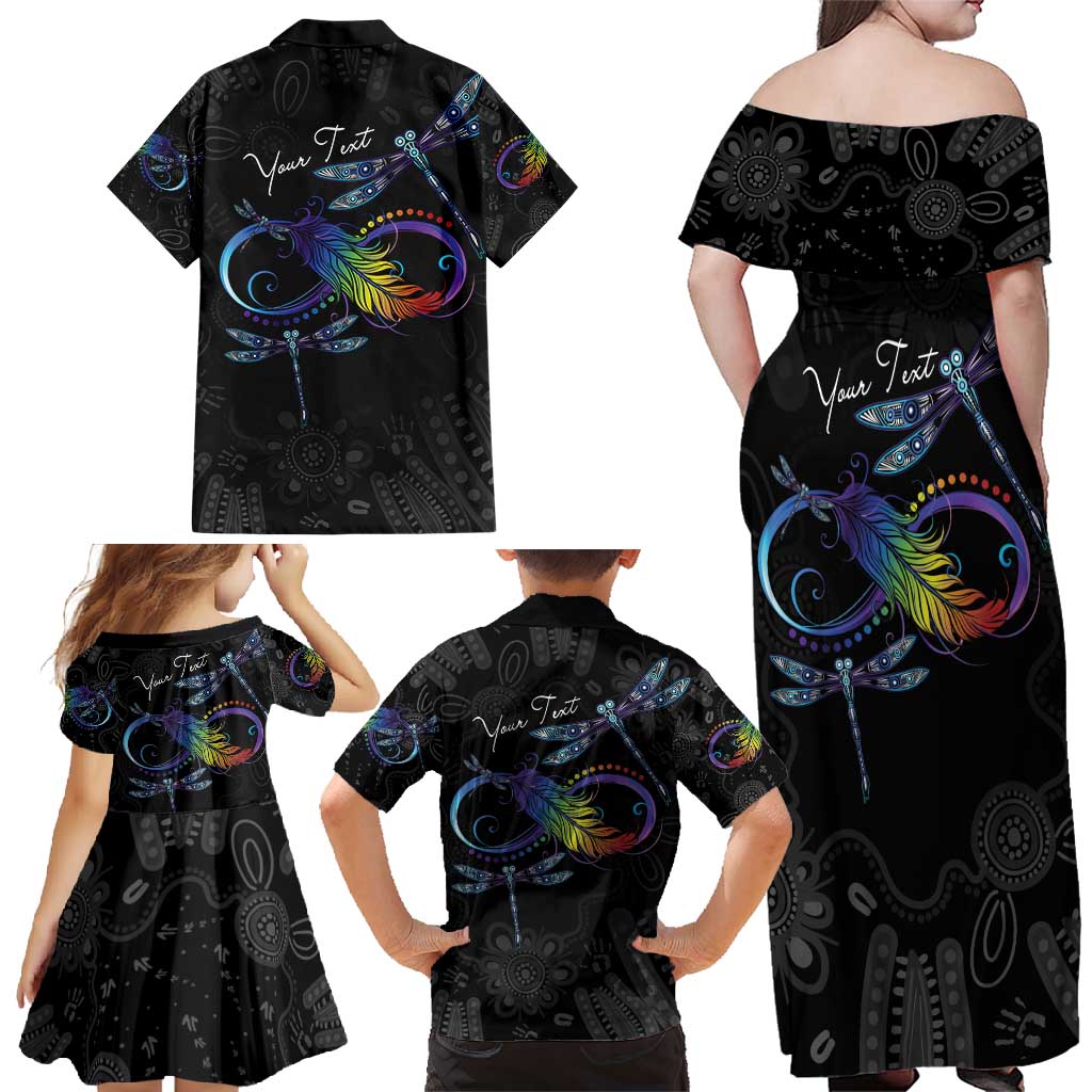 Personalised Australia Indigenous Memorial Family Matching Off Shoulder Maxi Dress and Hawaiian Shirt As Long As I Breathe You'll Be Remembered