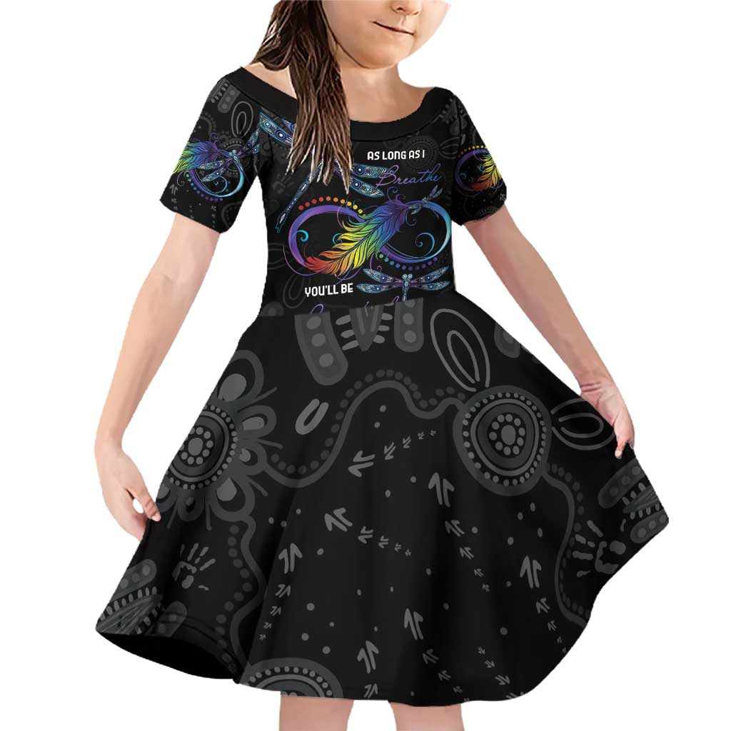 Personalised Australia Indigenous Memorial Family Matching Off Shoulder Short Dress and Hawaiian Shirt As Long As I Breathe You'll Be Remembered