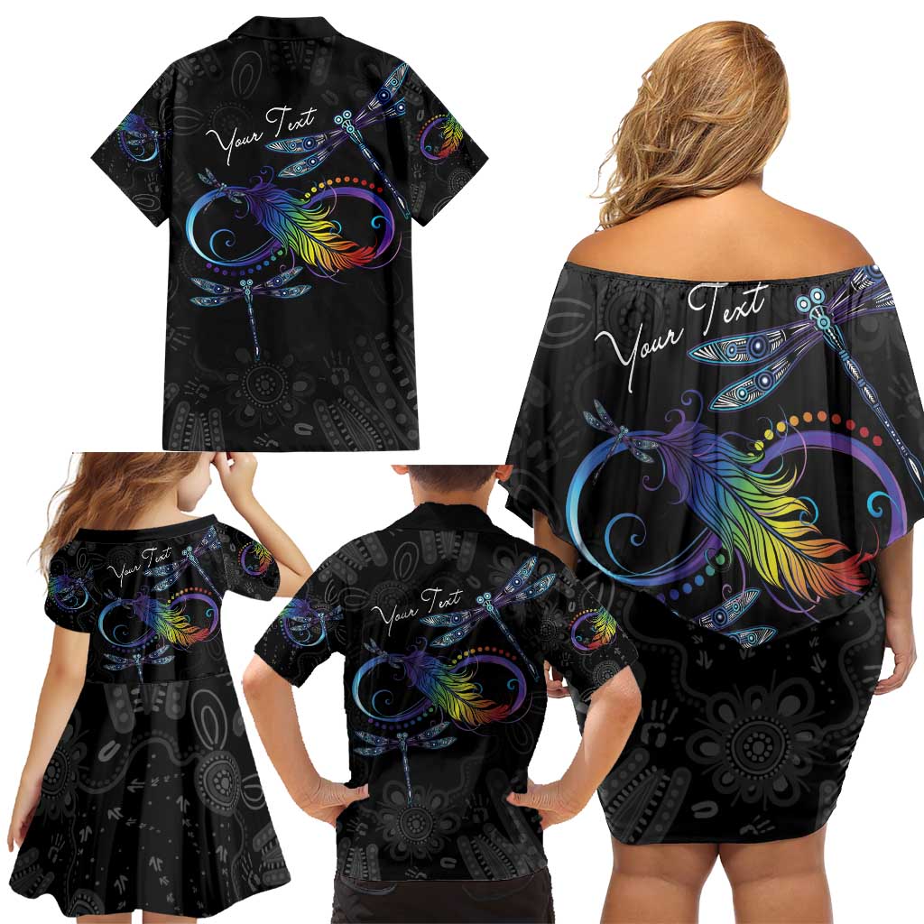 Personalised Australia Indigenous Memorial Family Matching Off Shoulder Short Dress and Hawaiian Shirt As Long As I Breathe You'll Be Remembered