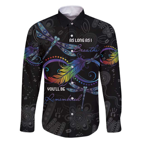 Personalised Australia Indigenous Memorial Family Matching Off Shoulder Short Dress and Hawaiian Shirt As Long As I Breathe You'll Be Remembered