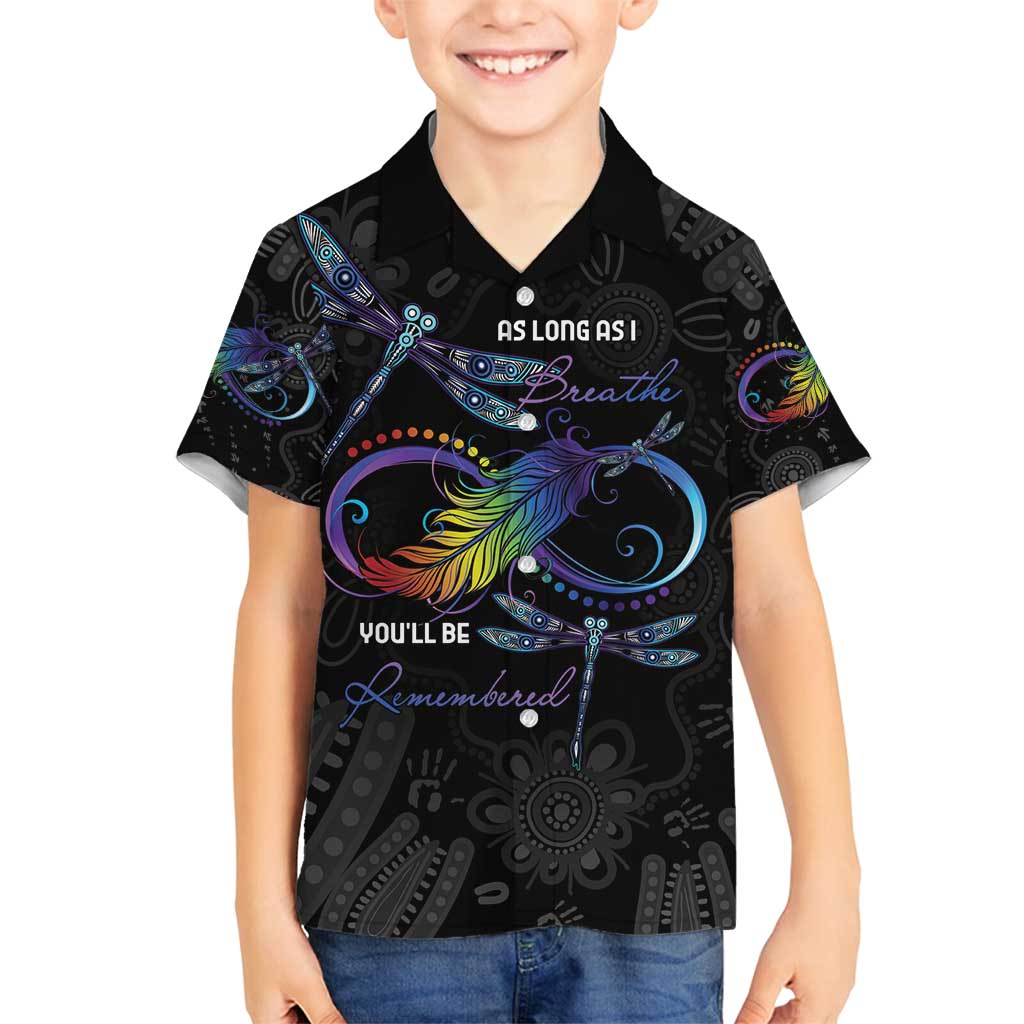 Personalised Australia Indigenous Memorial Family Matching Off Shoulder Short Dress and Hawaiian Shirt As Long As I Breathe You'll Be Remembered