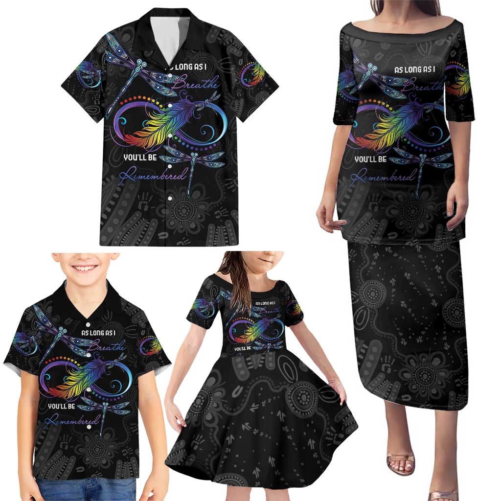 Personalised Australia Indigenous Memorial Family Matching Puletasi and Hawaiian Shirt As Long As I Breathe You'll Be Remembered