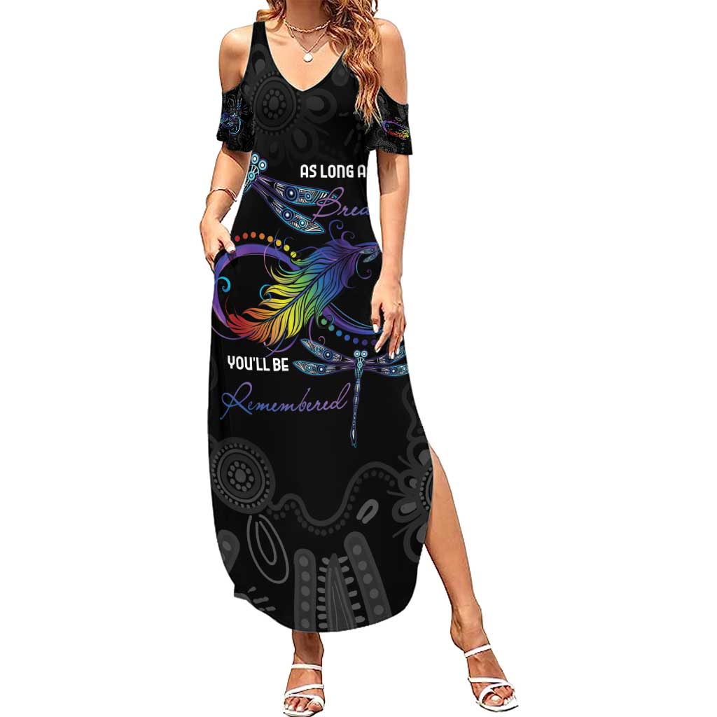 Personalised Australia Indigenous Memorial Family Matching Summer Maxi Dress and Hawaiian Shirt As Long As I Breathe You'll Be Remembered