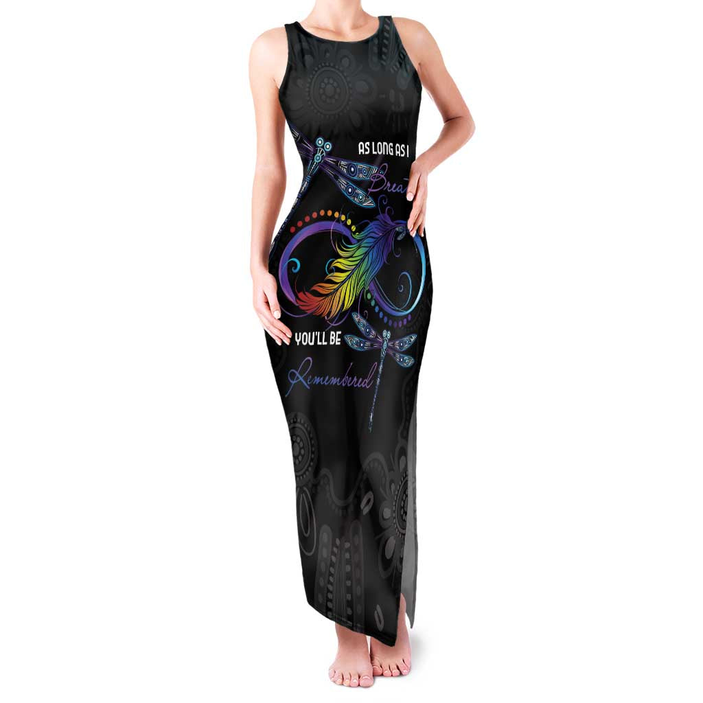 Personalised Australia Indigenous Memorial Family Matching Tank Maxi Dress and Hawaiian Shirt As Long As I Breathe You'll Be Remembered