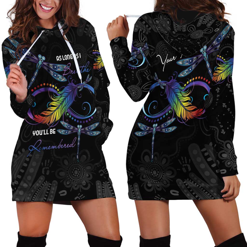 Personalised Australia Indigenous Memorial Hoodie Dress As Long As I Breathe You'll Be Remembered