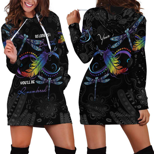 Personalised Australia Indigenous Memorial Hoodie Dress As Long As I Breathe You'll Be Remembered