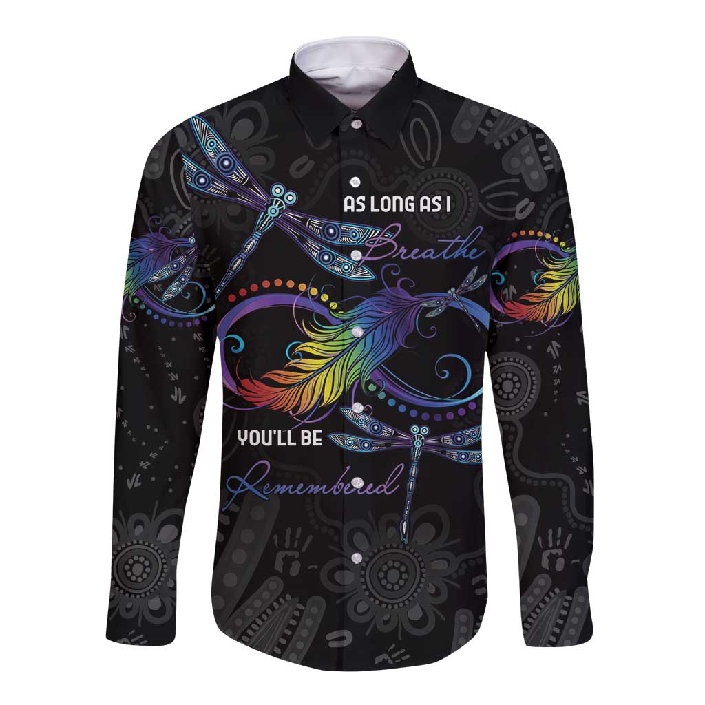 Personalised Australia Indigenous Memorial Long Sleeve Button Shirt As Long As I Breathe You'll Be Remembered